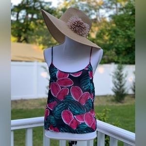 Chiffon Spaghetti Tank Top with Watermelon Prints